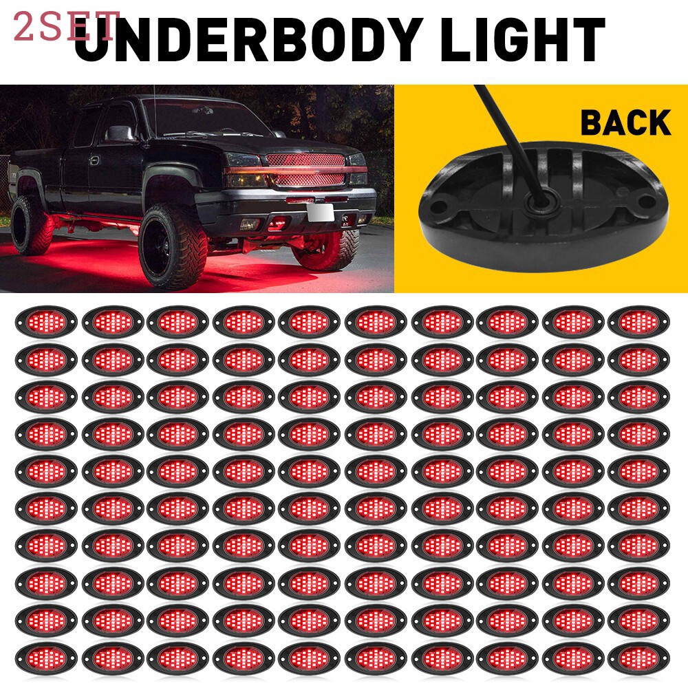 2set 100 Pod Red LED Rock Lights Kit For Offroad Truck Underbody Neon Underglow