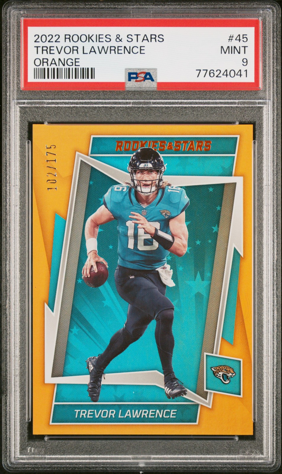2022 PANINI ROOKIES & STARS ORANGE #45 TREVOR LAWRENCE 102/175 PSA 9