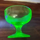 Vintage Uranium Depression Glass Green Dish Dessert Bowl Round Cup Collectible