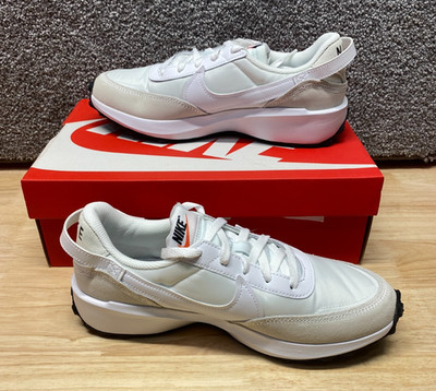 Nike Waffle Debut Womens 9.5 White/White Black Orange Shoes DH9523-100