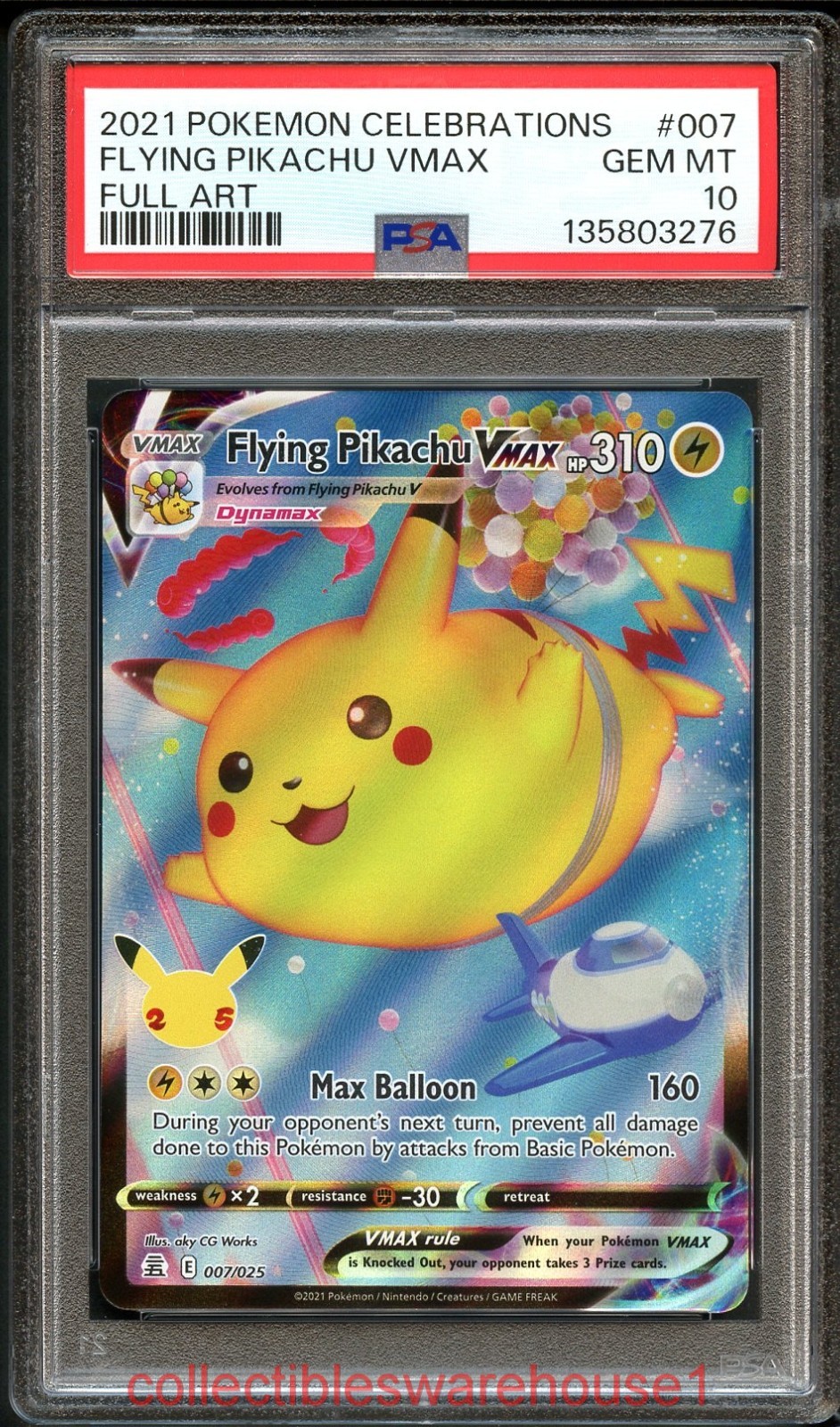 Pokemon Celebrations Flying Pikachu VMAX 007 PSA 10