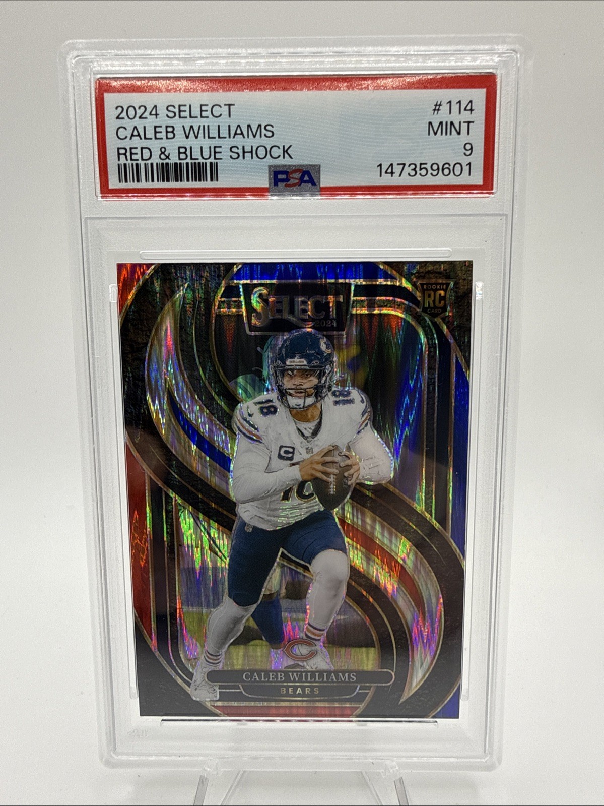 2024 Select - Premier Level Caleb Williams #114 Red & Blue Shock Prizm (RC)