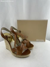 Michael Kors Viola Espadrille 40S3VIMA1L Wedge Heels Luggage Tan Size 10M