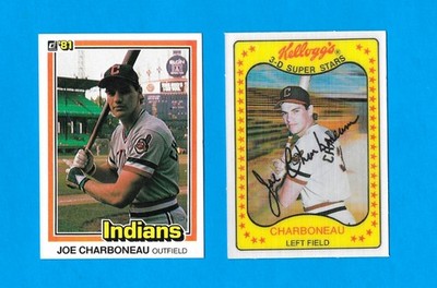 1981 JOE CHARBONEAU Rookie Card Lot - Donruss #82 ERR & Kellogg's #54 (NM)
