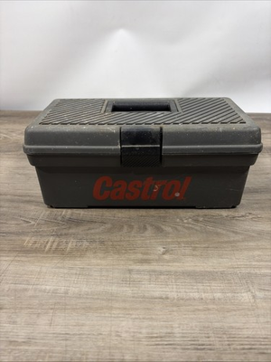#ad Vintage CASTROL TOOL Box 12quot; Tool Box With Socket Tray GRAY Made in USA $29.99