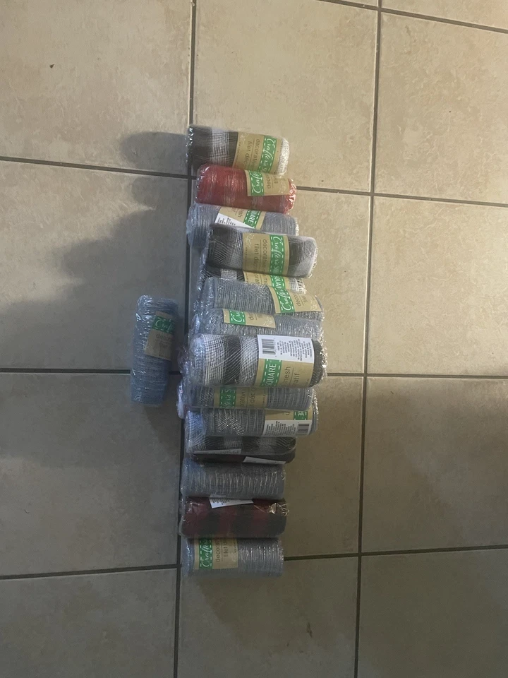 BIG LOT Deco Mesh Craft Ribbon Rolls 6" Wreaths Garlands Various Colors Plaidnew - Image 2 of 4