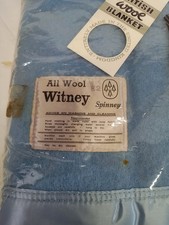 Witney Spinney All Wool Blanket Blue with Satin Edge Single Bed