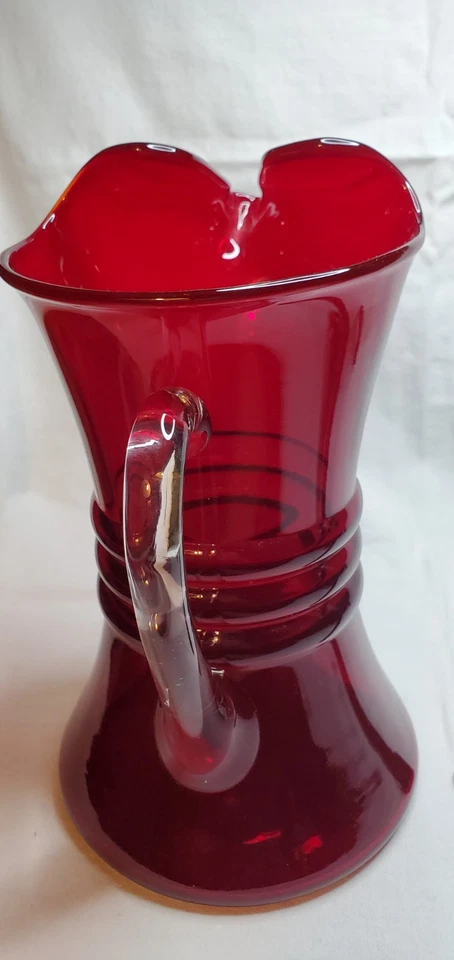 1930s Morgantown Glass Co. RINGLING Cocktail Ruby Red 9” Clear Handle 54ozs EUC  - Image 4 of 4