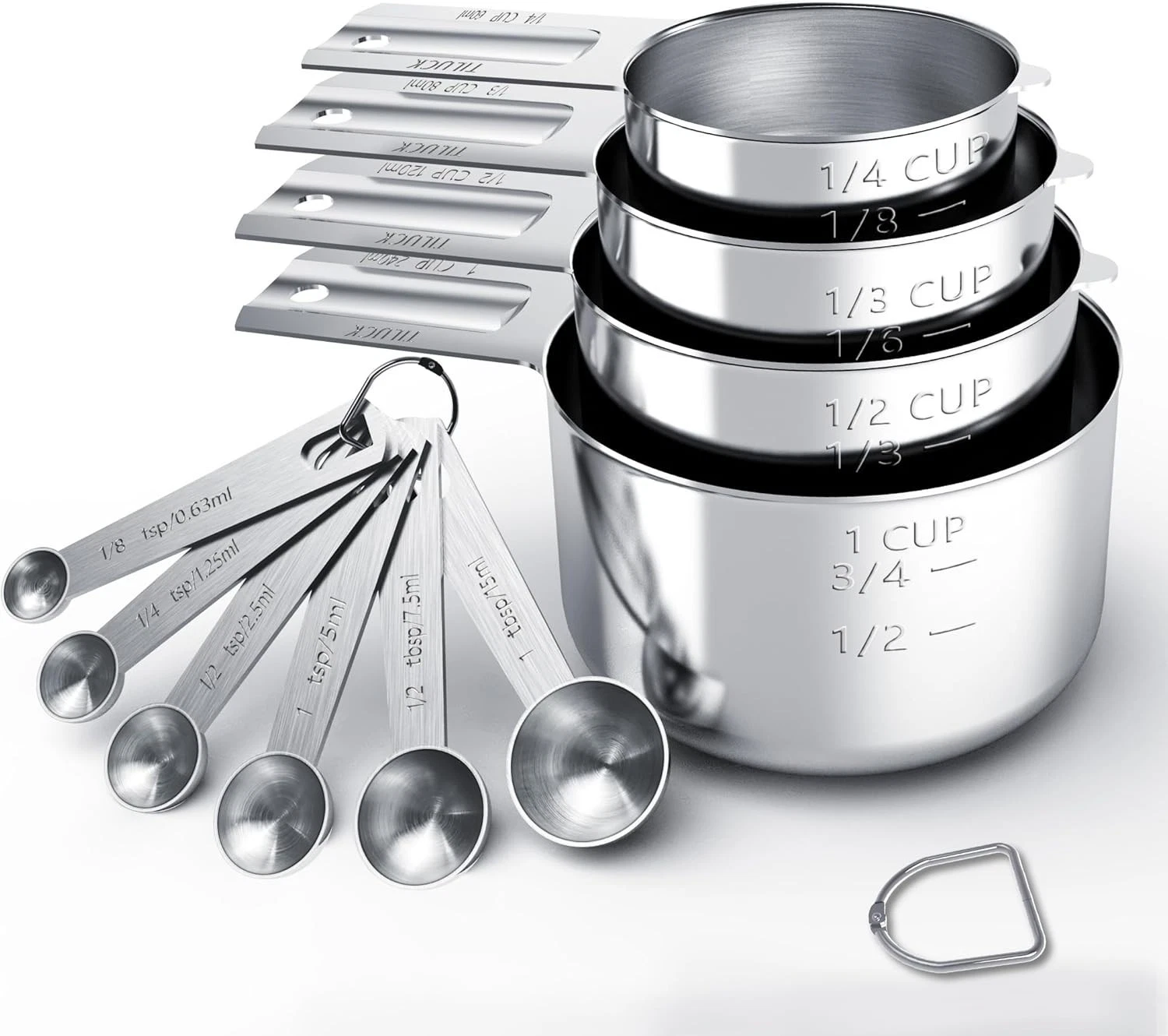10-Piece Stainless Steel Measuring Cups & Spoons Set for Cooking & Baking