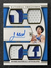 2024-25 National Treasures Jared McCain Rookie Materials Quad Patch Auto /25