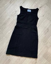 Prada IT 42 Black Sleeveless Sheath Dress Midi Women's Luxury Elegant Fitted