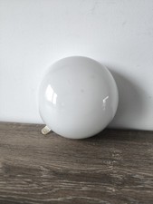 ANCIENNE SUSPENSION PLAFONNIER APPLIQUE GLOBE OPALINE BLANCHE VINTAGE
