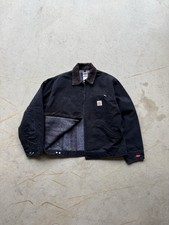 Vintage J01 Black Carhartt Detroit Jacket with Plaid Lining Made In USA Size 50