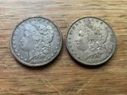 US Morgan Silver Dollars 2 coins circulated details Pre 1904 Lot T7