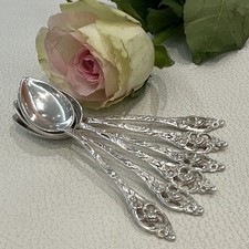 800Silber L&ouml;ffel Mokkal&ouml;ffel dekorativ mit Ornamentgriff &ndash; Set aus 6 St&uuml;ck