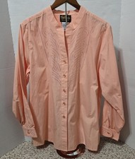 Vintage Bob Mackie Wearable Art Peach Button Up Blouse Sequins Size XL