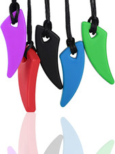 Sensory Chew Necklace, 5 Pack Anxiety Relief Silicone Chewy Buddy Toys for Autis