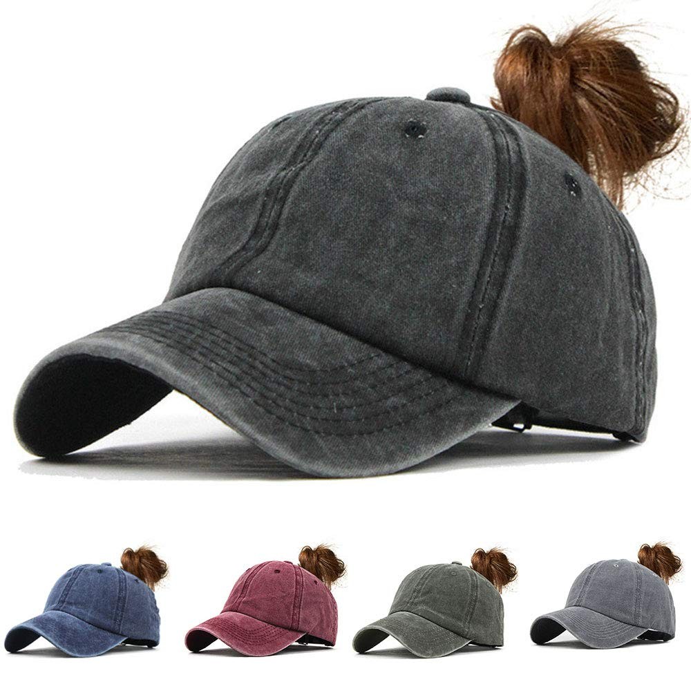 Casquette queue de cheval finis les chignons écrasés sous votre chapeau de baseball vintage