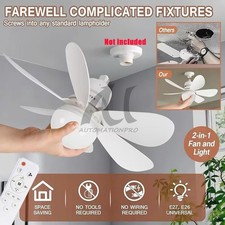 Socket Ceiling Fans with Lights and Remote- Socket Fan light with Dimmable Led