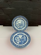 Broadhurst Willow Pattern Blue and White Tea / Side Plates 17 cm Wide Set of 5