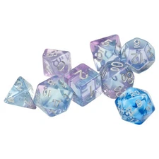 Sirius Dice 7-Set Polyroller Dice Set Silver Numbers
