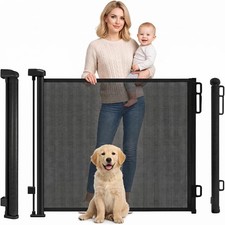 Rainberg Retractable Baby and Pet Stair Gate 150cm Wide x 80cm Tall Mesh Safety