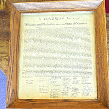 Framed Declaration of Independence Repro "In Congress, July 4, 1776"