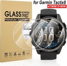 2PCS For Garmin Tactix 8 47MM 51MM Tempered Glass Film Cover Screen Protector