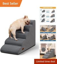 5-Step Dog Stairs and Ramp for High Bed, Non-Slip Sturdy Pet Steps for Small ...