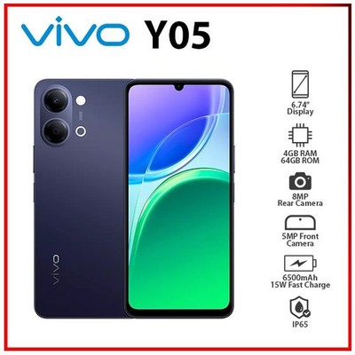 (New)VIVO Y05 4GB+64GB BLACK Dual SIM Octa Core Unlocked Android Mobile Phone