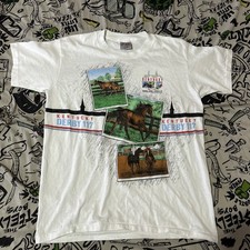 Vintage 1991 Kentucky Derby Adult L White Single Stitch Double Sided Tee Perfect