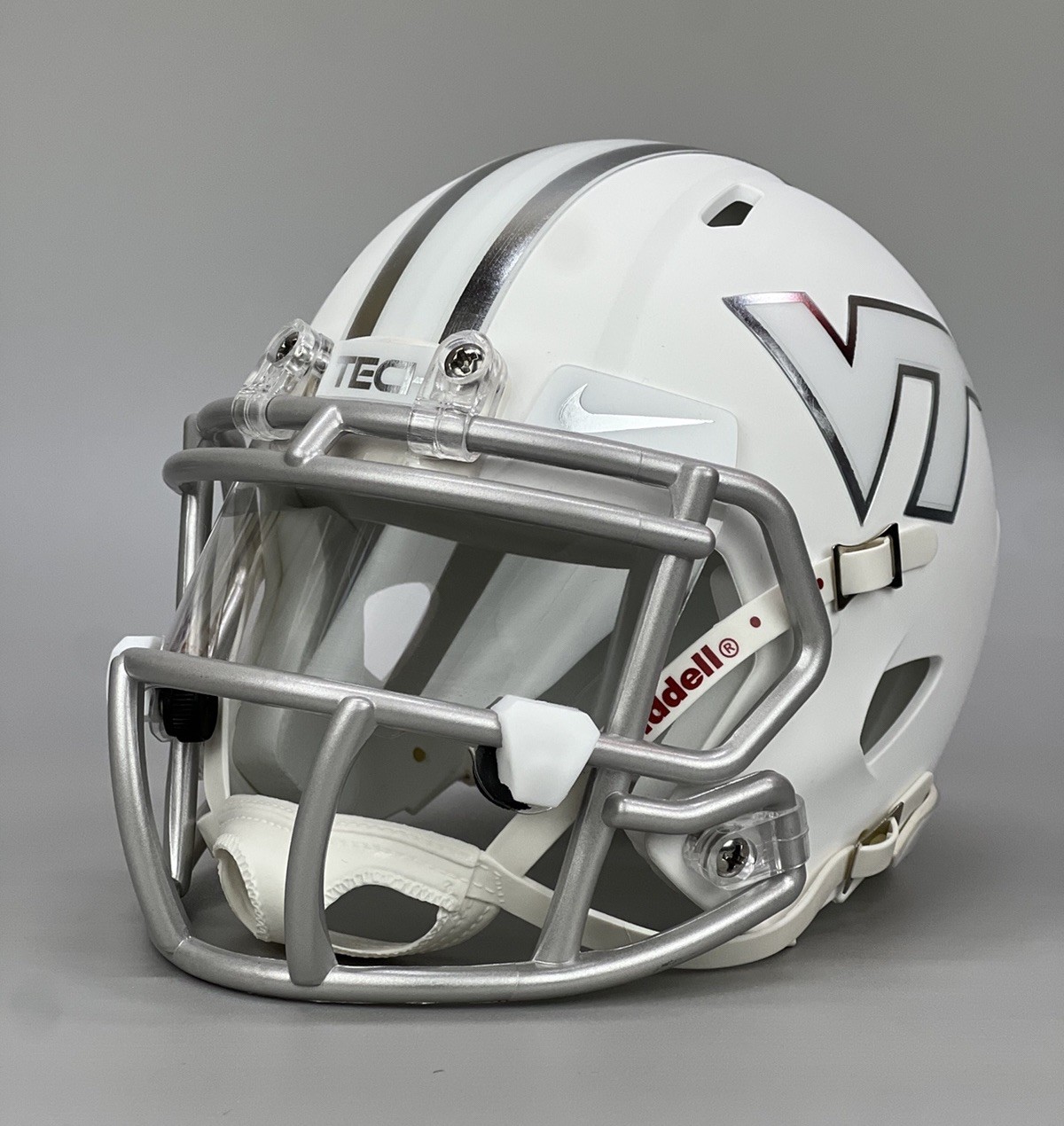 Virginia Tech Hokies Matte White &ldquo;Ice&rdquo; Themed Factory Mini Helmet With Visor