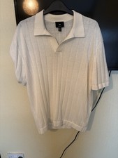 H&M Men's Polo T-Shirt Size M Cream Short Sleeve