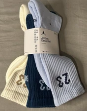 Jordan Essential “23” Dri-Fit Crew Socks 3 Pairs Multi Men’s Size L (8-12)