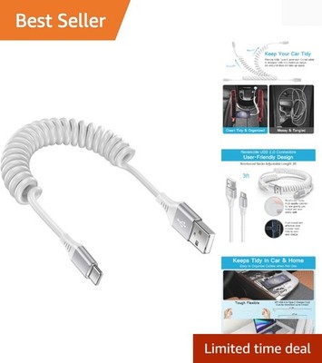 S25 Ultra Retractable Coiled Car USB C Cable Fast Charging Cord for Galaxy S2...