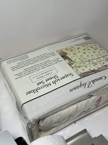 NEW Casual Elegance Supersoft Microfiber King Sheet Set Floral Sateen - Picture 3 of 4