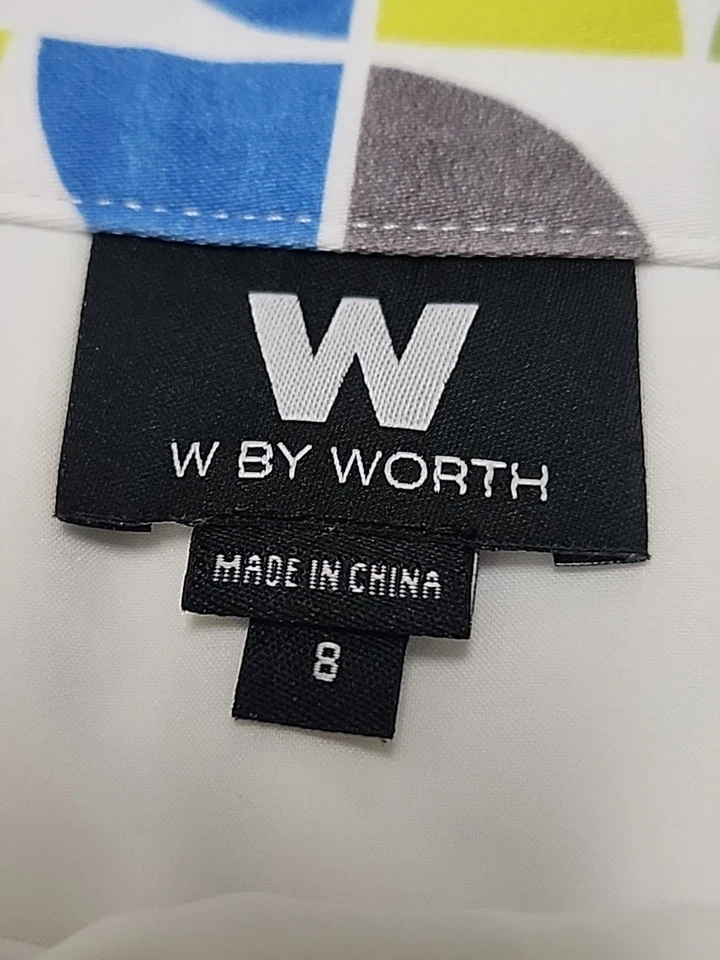 Saia W By Worth New York Designer Branca Limão Geométrica Tamanho 8 Zíper Lateral 30x20 - Imagem 2 de 4