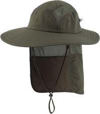 UPF 50 Mens Wide Brim Fishing Hat with Neck Flap Sun Hat for Men Women Sun Prot