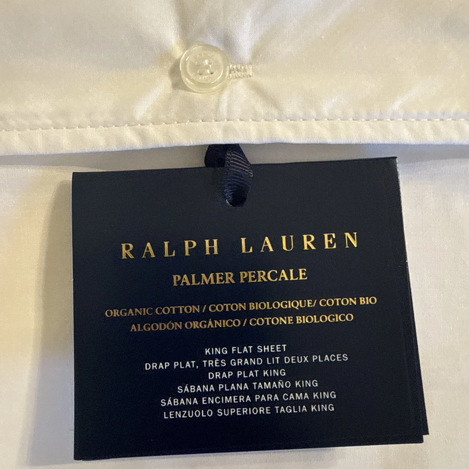 NEW Ralph Lauren King Flat Sheet Only Palmer White Sand Dune Cotton 464TC $200 - Image 3 of 4