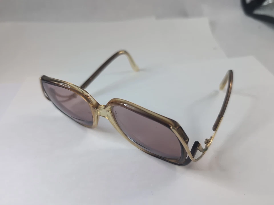 Vintage Hippie 70’s Translucent Gold Oversized Butterfly Sunglasses France 52 16 - Image 4 of 4