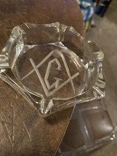 Rare Vintage Freemason Glass Ashtray 