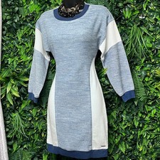 GUESS Los Angeles Dress Small Blue Colorblock Long Sleeve Knit Casual 3573