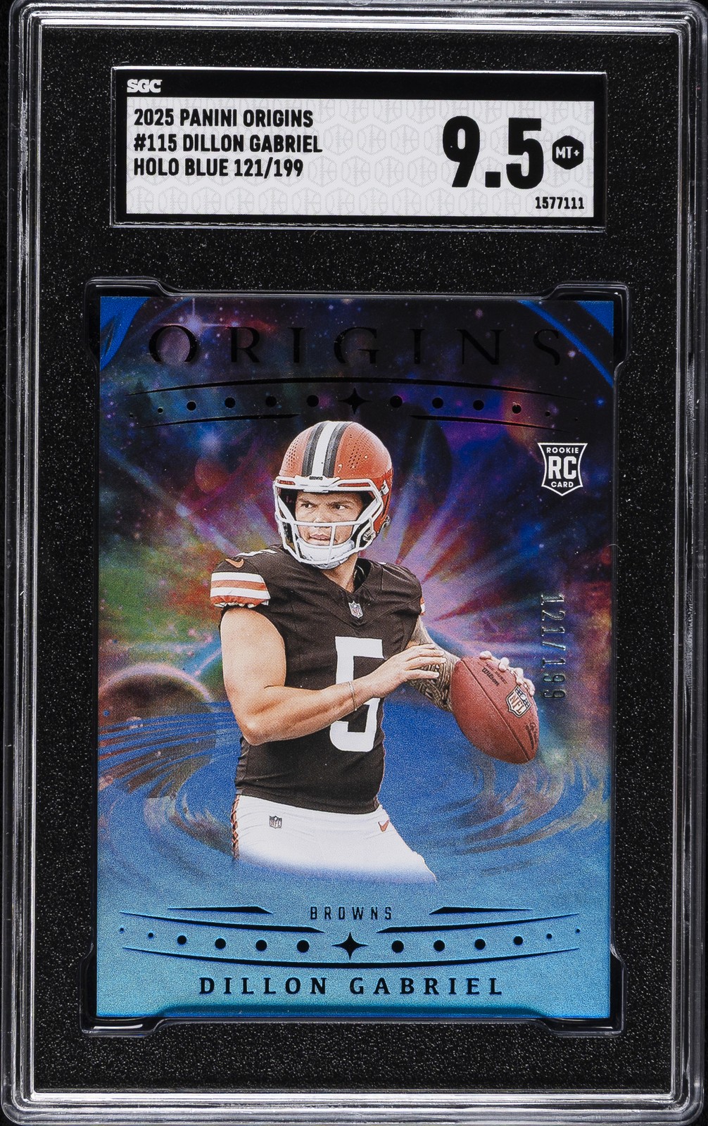2025 PANINI ORIGINS HOLO BLUE #115 DILLON GABRIEL #/199 SGC 9.5