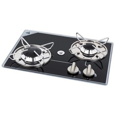 NAVY LOAD DOUBLE BURNER HOB BUILT IN GLASS CAMPERVAN CARAVAN COOKER STOVE GAS
