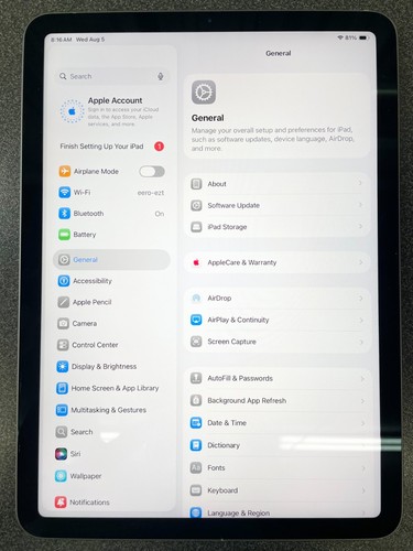 Apple iPad Air 4th Gen 64GB, Wi-Fi, 10.9 in-Sky Space Gray- NO Touch ID