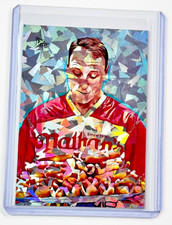 Joey Chestnut Limited Edition Artist Signed Easting Champion Refractor Card 1/1