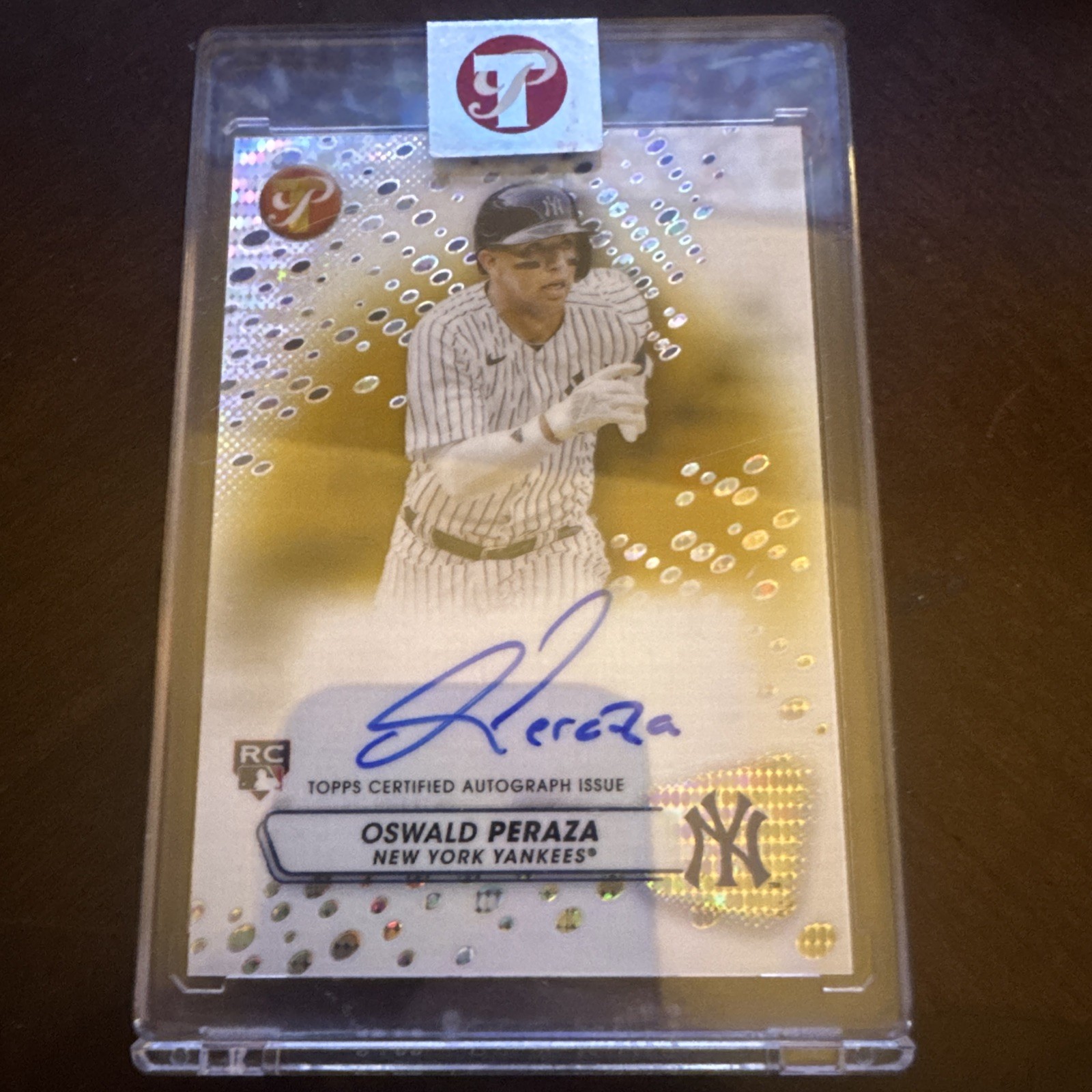 Oswald Peraza RC Rookie Auto #/50 2023 Topps Pristine Gold Refractor Encased 🔥