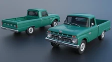 ABS-LIKE RESIN 3D PRINTED 1/16 1966 FORD F100 SHORT BED PICK UP FULL KIT