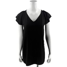 Old Navy Womens Dress Size Small Petite Black Tunic Mini Flutter Sleeve Solid
