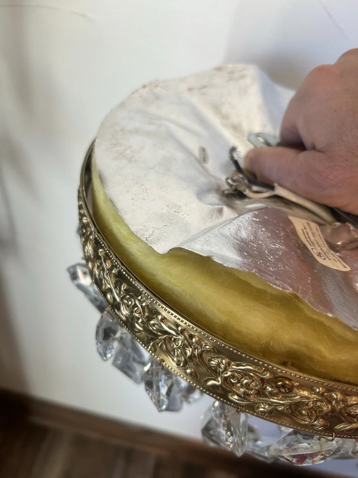 "Luz de techo de cristal vintage de latón de 10"" Hollywood Regency Art Deco" Foto 3 de 4